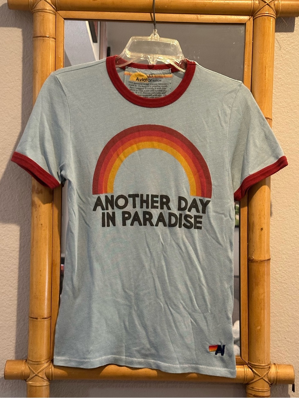 Aviator nation / rare “another day in paradise” ringer tee in GUC! - Picture 1 of 14